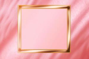 Golden frame on pink abstract background. photo