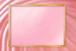 Golden frame on pink abstract background. photo