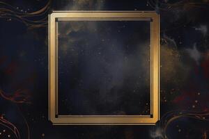 Golden frame on black abstract background. photo