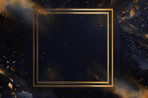 Golden frame on black abstract background. photo