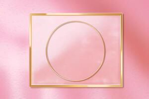 Golden frame on pink abstract background. photo