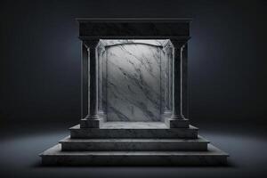 Realistic 3D luxury marble podium for product display photo