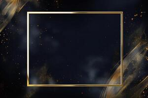 Golden frame on black abstract background. photo