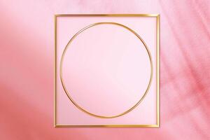 Golden frame on pink abstract background. photo