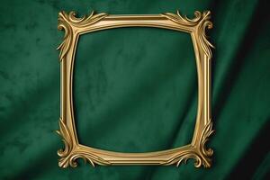 Golden frame on green background. photo