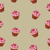 Pattern with cupcakes. Sweets. Bakery products. High quality vector illustration.