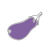 Continuous line drawing of Eggplant. Fresh and healthy food concept. One-line drawing vector illustration isolated on white