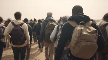 Displaced and Determined, Refugees on a Long and Uncertain Journey. photo