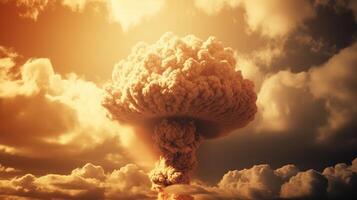 The Apocalypse Unleashed, Massive Nuclear Bomb Explosion. photo