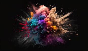 A Colorful Explosion on a Black Background. photo