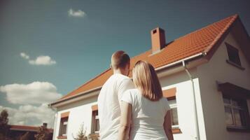 Young Family Looking at Their New Home. photo