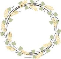 Floral frame round shape. Yellow flowers. Place for text. High quality vector image.