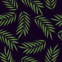 Vector pattern of palm leaves on a dark background. Summer pattern. High quality vector illustration.