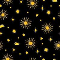 Mystical sun pattern on a black background. High quality vector illustration.