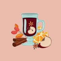 Mulled wine. Warm autumn atmosphere. High quality vector illustration.