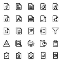 Outline icons for Reports and analytics. vector