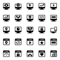 Glyph icons for Seo and marketing. vector