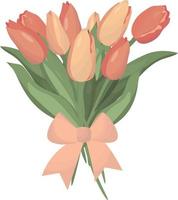 Tulips. Bouquet of pink flowers. Spring. High quality vector illustration.