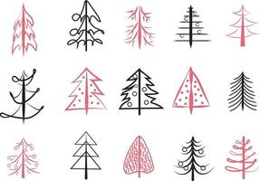 High quality vector image. Christmas trees in doodle style. Minimalistic Christmas trees.