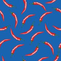 Pattern with red chili peppers on a blue background. High quality vector illustration.