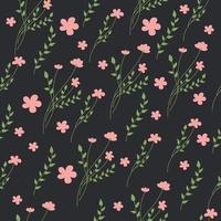 High quality vector pattern. Pink flowers. Thin lines.