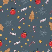 Christmas pattern with gingerbread and candies. High quality vector image.