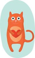 Cute red cat. Valentine's Day. High quality vector illustration.