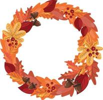 Wreath of autumn leaves. Autumn poster. High quality vector illustration.