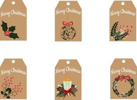 Set of Christmas labels. Christmas gift tags. High quality vector illustration.