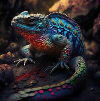 Colorful tropical lizard. photo