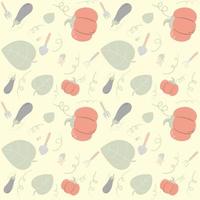 Garden and pumpkin pattern seamless hand drawn vector