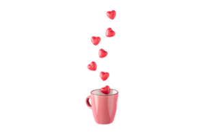 Pink mug with hearts isolated on a transparent background png