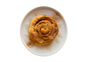 White plate with a dessert isolated on a transparent background png