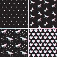 Vector set of seamless pattern of unicorn silhouette