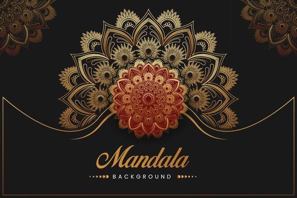 Mandala design background in golden color ornamental design.