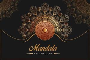 Mandala design background in golden color ornamental design. vector