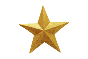 Golden christmas star decor isolated on a transparent background png