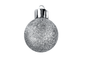 Silver christmas ball isolated on a transparent background png