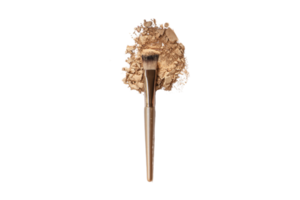 Golden make up and brush isolated on a transparent background png