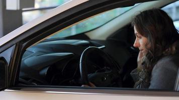 Woman is angry and upset on the steering wheel, because her car broke down video