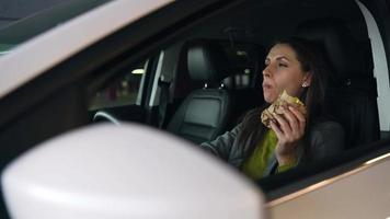 Woman is angry and upset on the steering wheel, because her car broke down video