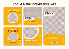 Set of Editable Social Media Design Post and Stories Template in orange color theme. Suitable for promotion your business Food And Beverage FnB vector