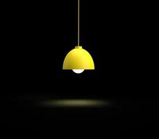 Lamp lightbulb yellow orange color pastel roof floor bright shiny electric energy power glowing center empty blank spotlight dark black background wallpaper party showcase product advertise.3d render photo