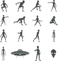 Alien silhouettes, Alien space silhouette vector