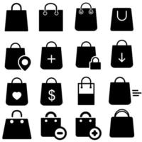 Shopping bag vector icons set. buy illustration sign collection. sale symbol or logo.