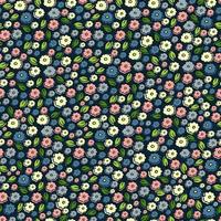 Floral seamless pattern on a dark background. A pattern of small flowers and leaves vector