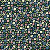 Floral seamless pattern on a dark background. A pattern of small flowers and leaves vector