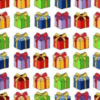 Bright seamless pattern. Colorful gift boxes. Surprise boxes vector