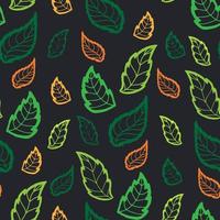 Leaves in a seamless pattern on a dark background. vector