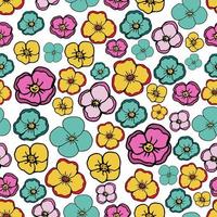 Bright floral seamless pattern. Vector image. Colorful flowers on a white background